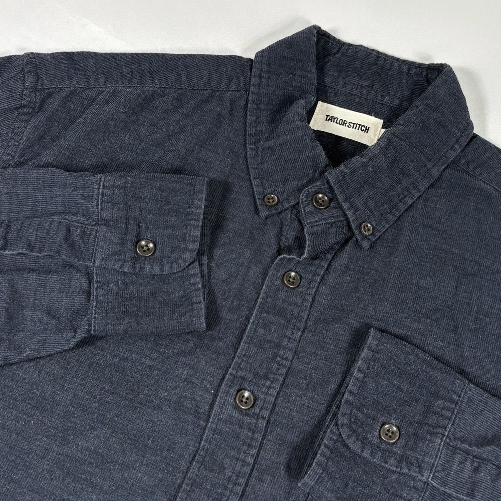 Taylor Stitch The Jack Shirt Mens 40/M Blue Corduroy Long Sleeve Button Down